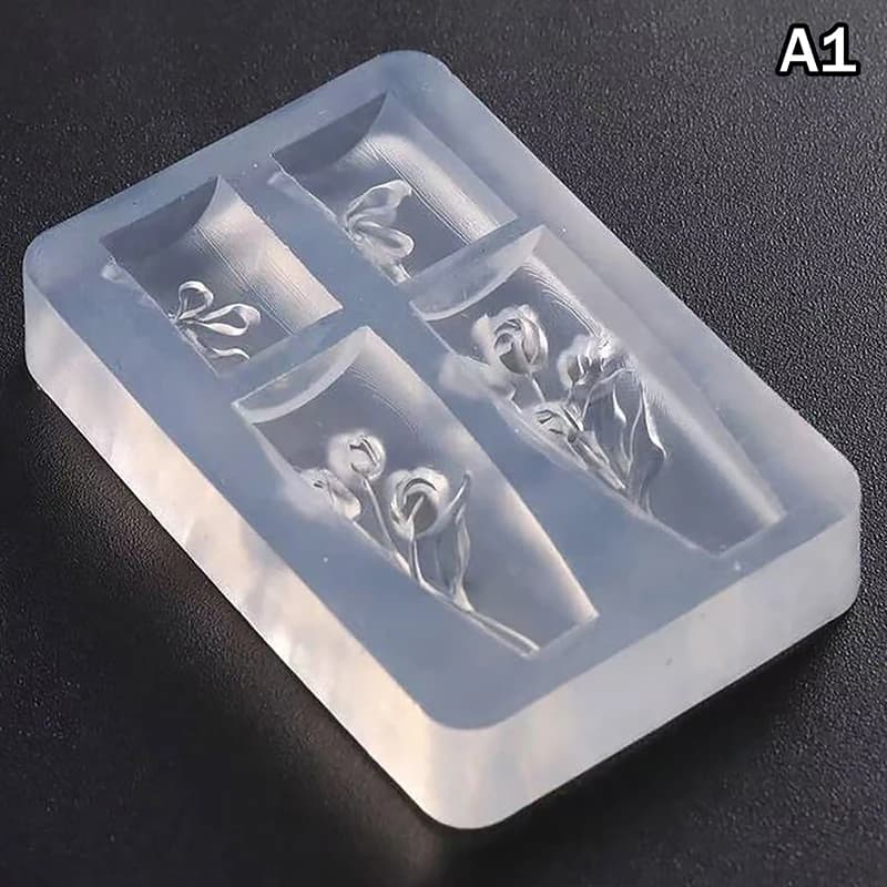 Moule à ongles en Silicone, décorations pour Nail Art, bricolage, fleur tulipe, modèle d'art des ong