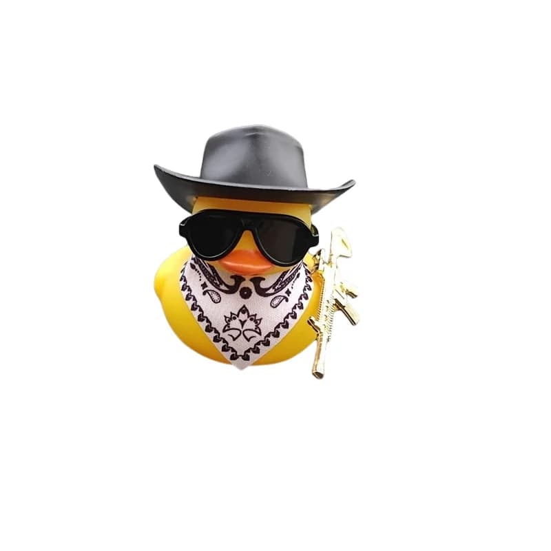 Interrupteur chapeau de cowboy noir et petit canard jaune, décor de fusil, ornement de voiture, déco