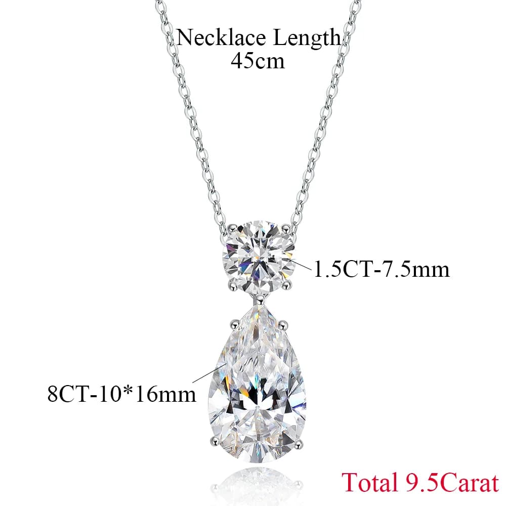 COSYA – ensemble collier/boucles d'oreilles en moissanite en forme de goutte d'eau pour femmes, 100%