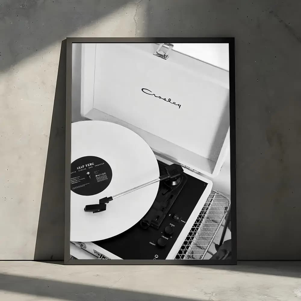 Affiche décorative rétro de lecteur de disques vinyles, autocollants muraux, impression photo pour l