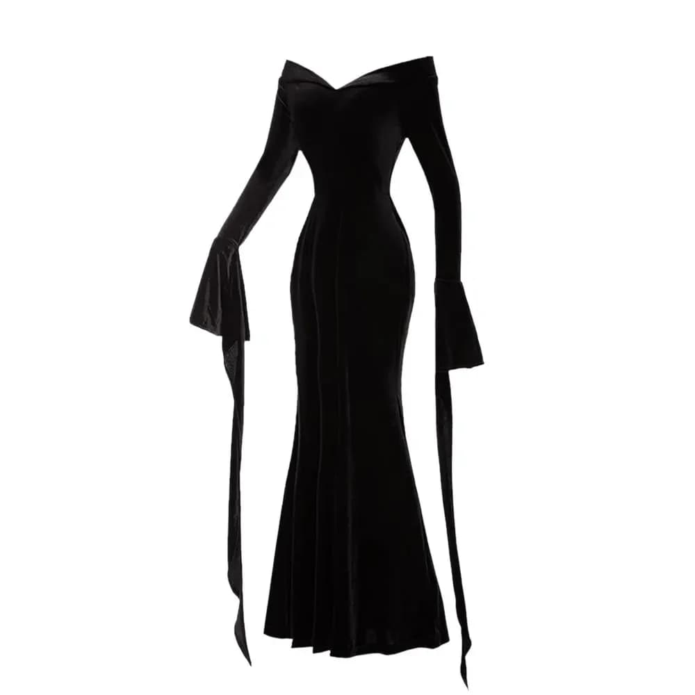 Nouveau The Addams Cosplay famille mercredi Addams Costume Halloween robe noire tache blanche pour l