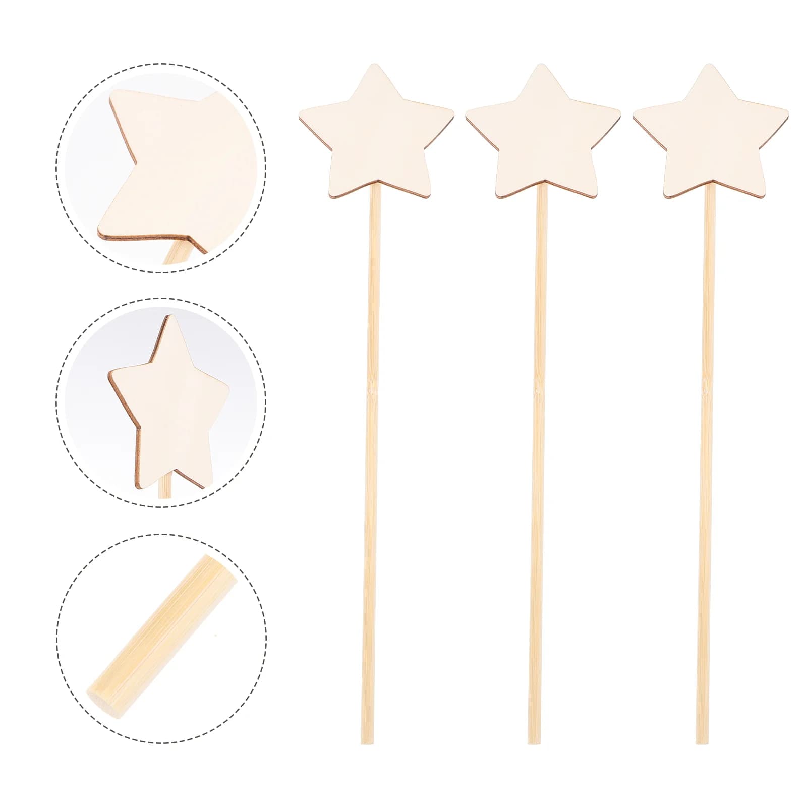 Baguette féerique pentagramme à peindre, 8 pièces, bâtons artisanaux en bois, Kit de bricolage, bagu