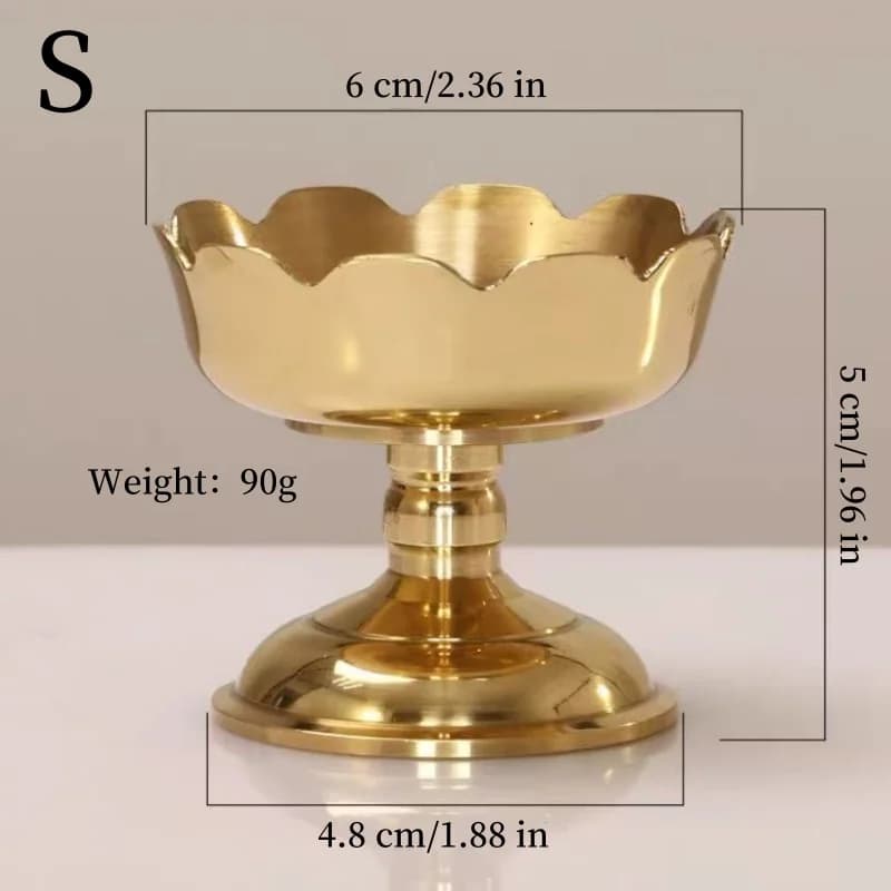 Support de lampe à huile de bougie de salle bouddhiste, tasse de bougie d'autels en cuivre brillant