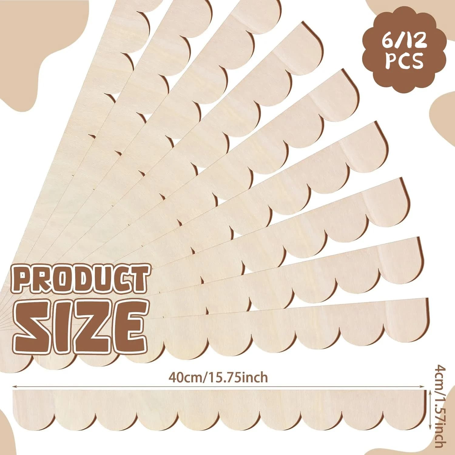 Nouveau cadre de porte décoratif en bois circulaire inachevé de 6 pièces pour le panneau de Support 
