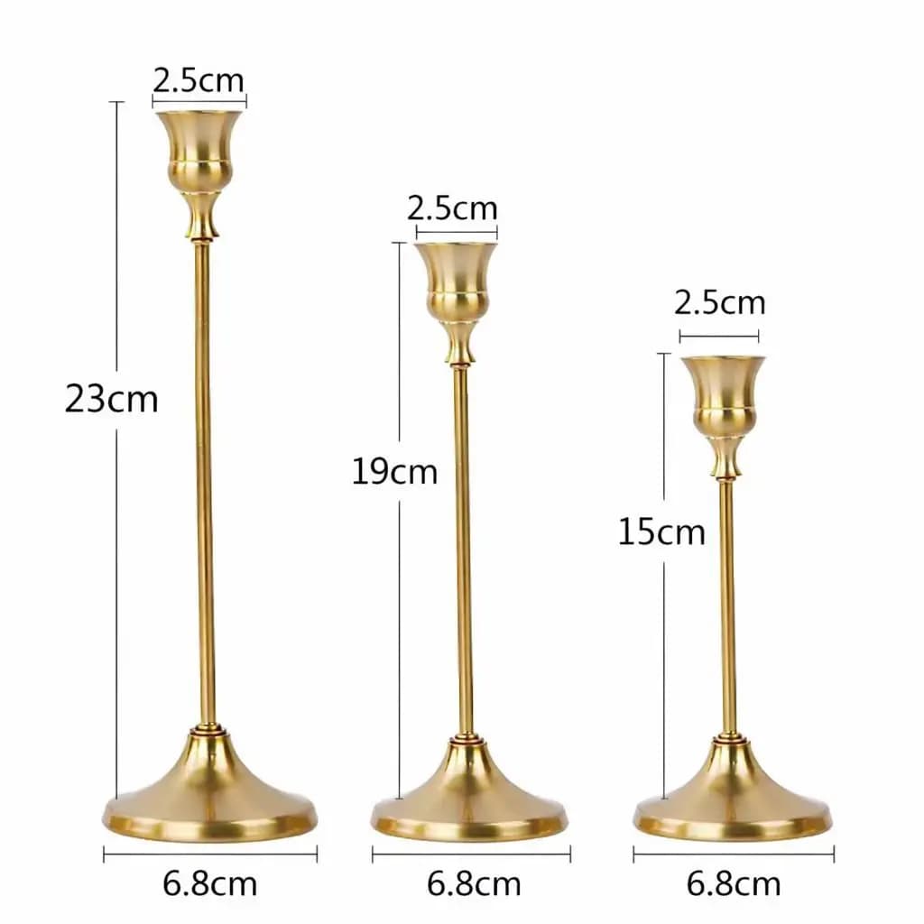 Ensemble de 3 bougeoirs de table élégants en métal et aluminium de style vintage, adaptés aux mariag
