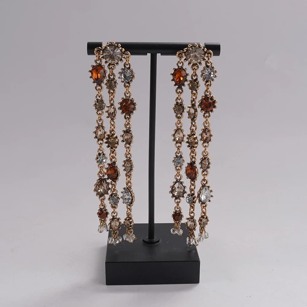 Ensemble de bijoux Vintage à franges multi-pierres (collier + boucles d'oreilles), accessoire de déc
