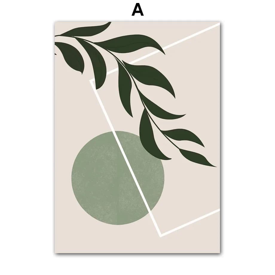 Impressions sur toile murales Boho vert sauge, affiches minimalistes géométriques à motifs de feuill