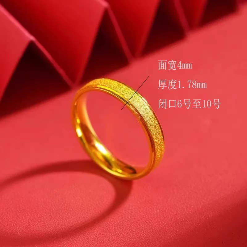 Bague de couple en or pur 24K AU999 - Design mat lisse tendance pour homme et femme |   Bijoux en or