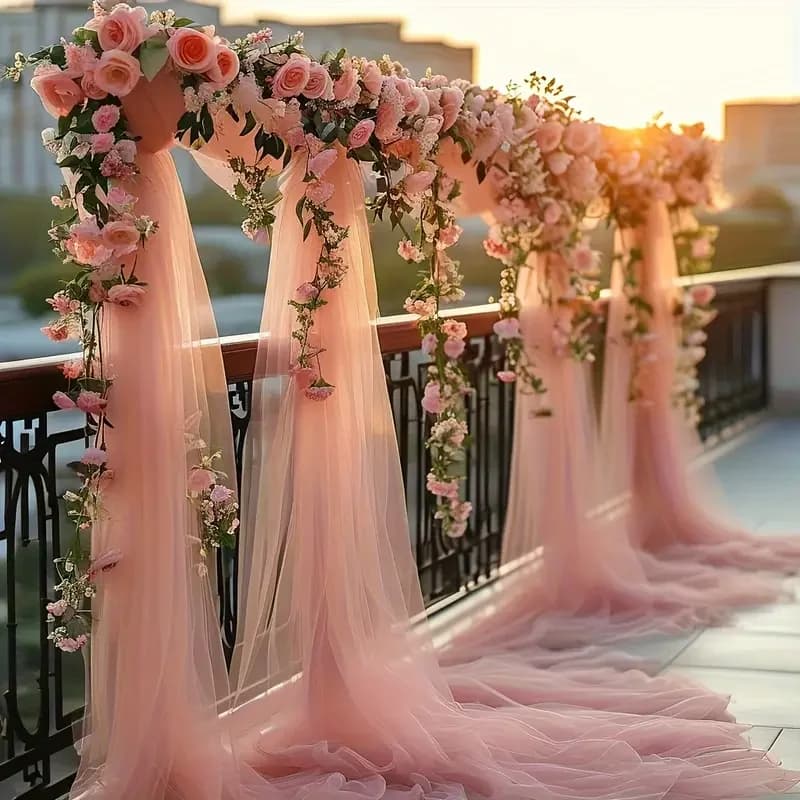 Tissu en Tulle Élégant pour Décoration de Mariage DIY, Voile Transparent pour Chemin de Table, Nœuds