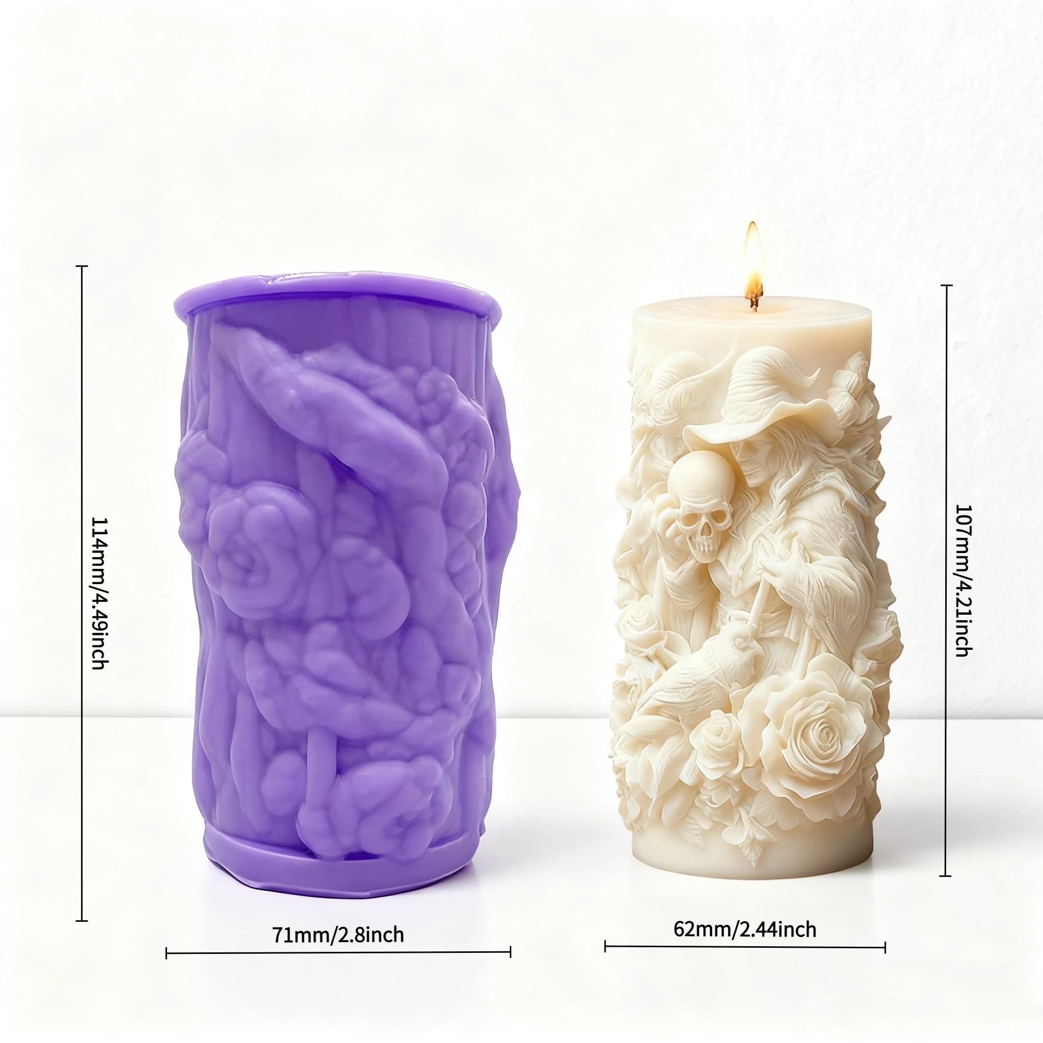 Moule de bougie en Relief de crâne de Rose de magicien-bougie parfumée sur le thème sombre-décoratio