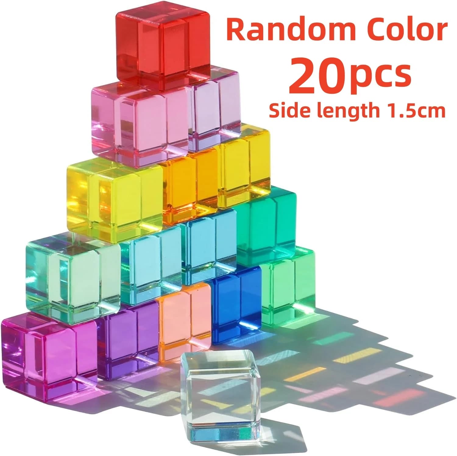 Cube acrylique en cristal arc-en-ciel, blocs de pierres précieuses empilées pour que les enfants app