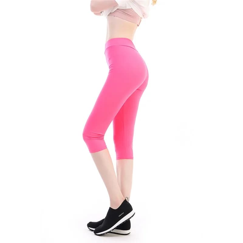 Leggings Capri taille haute pour femmes, sans poches, pantalons de Yoga, pantalons Capri d'entraînem