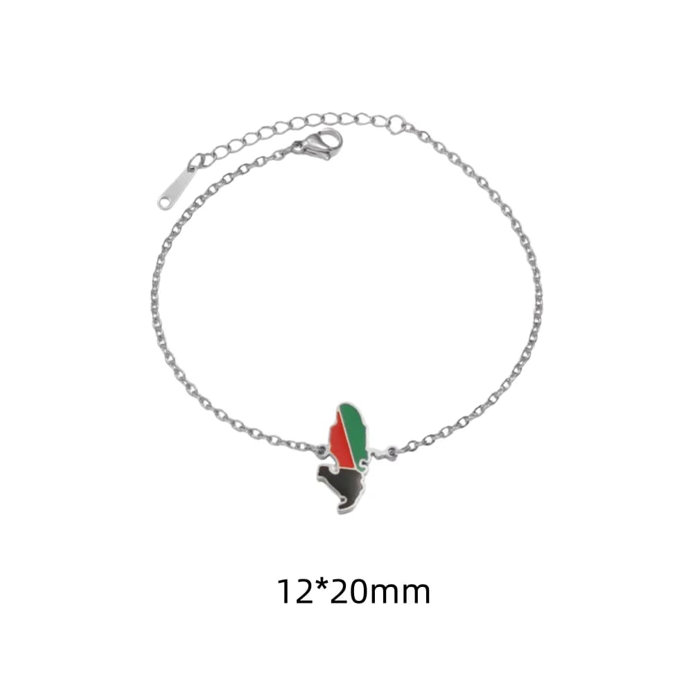 France Martinique carte goutte d'huile drapeau Bracelet pour femmes en acier inoxydable Martinique D
