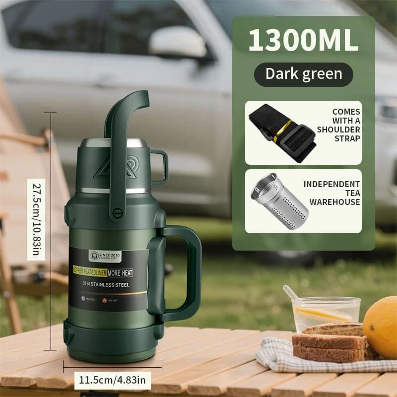 Thermos sous vide super grand en acier inoxydable de 2,5 l, flacon isolé à double paroi pour boisson