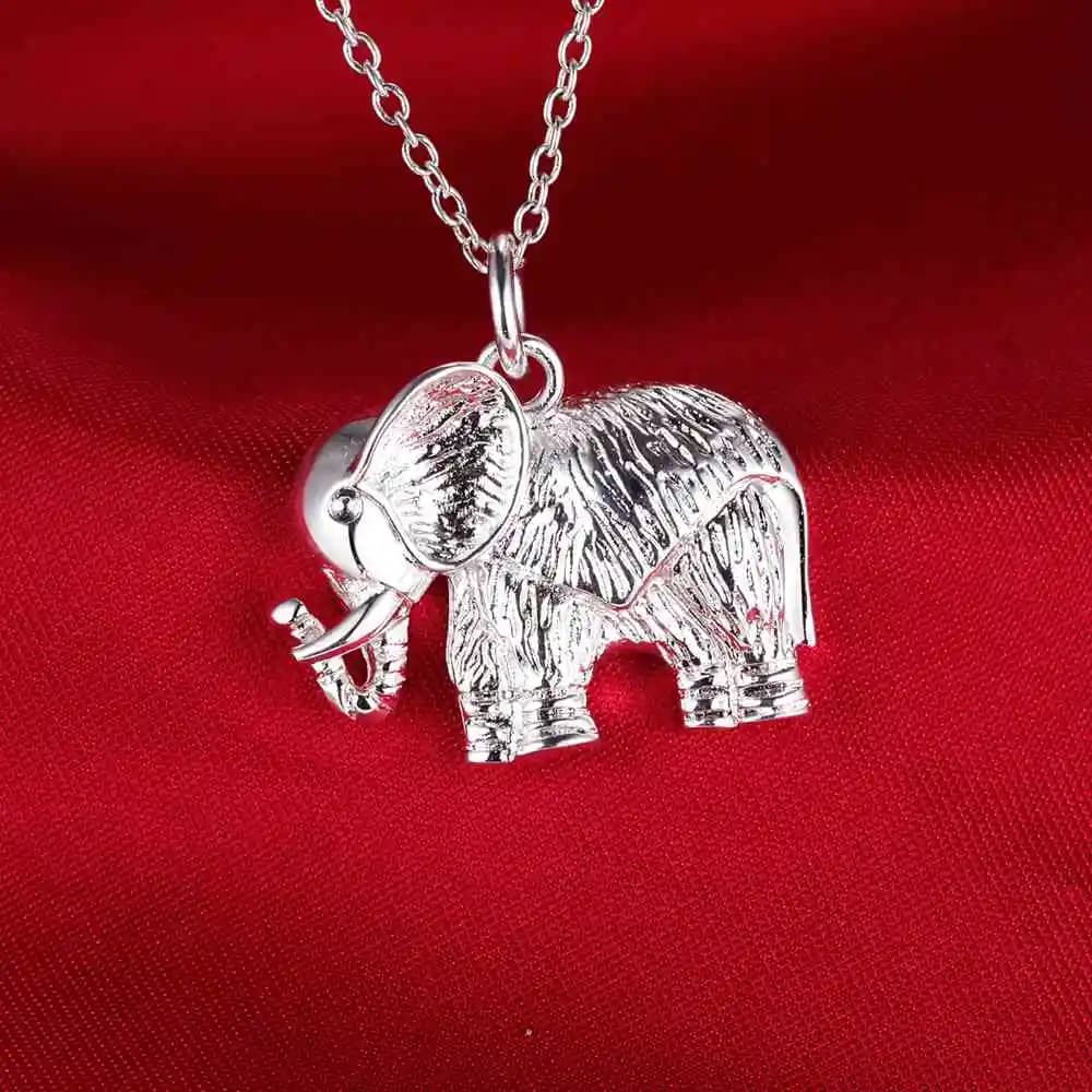 Collier en argent 925 avec pendentif éléphant pour femmes, bijoux de mariage en argent sterling, acc