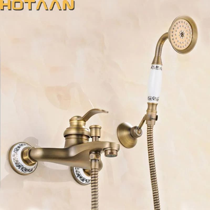 . HOBath baignoire murale en laiton antique tenu dans la main Kit de pomme de douche Ensembles de do