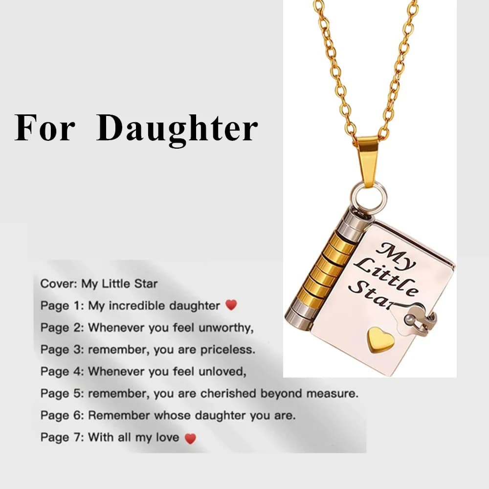 Collier de livre à ma petite étoile pour fille, 6 Pages de messages, médaillon de livre ouvrable, pe