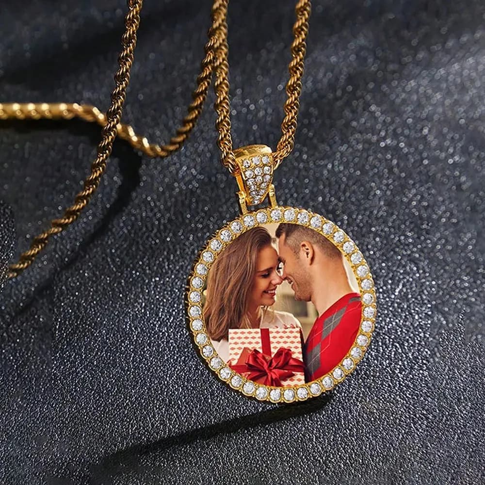 Collier aile d'ange en cristal avec photo personnalisée, pendentif en pierres précieuses convexes pe