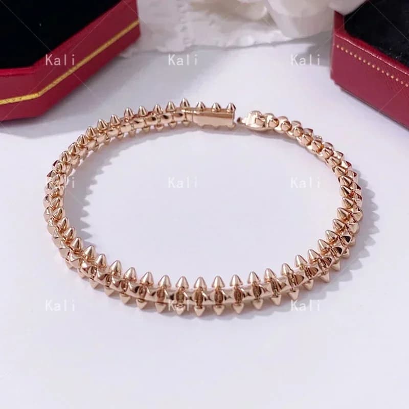 Bracelet à rivets en argent sterling 925 de marque classique, bijoux de luxe personnalisés pour femm
