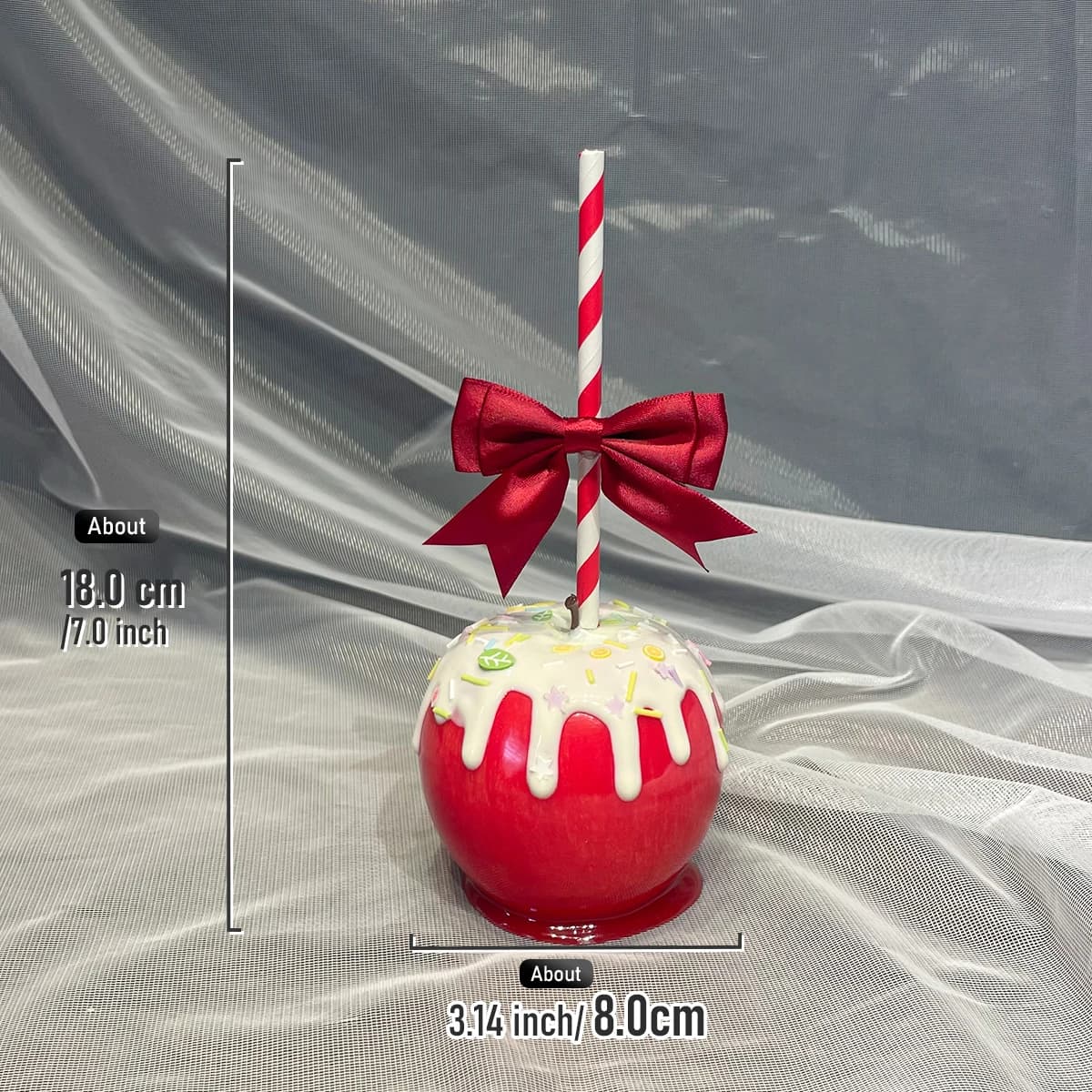 Décorations créatives de pommes de bonbons de noël, fausses pommes au Caramel avec nœuds et pailles,