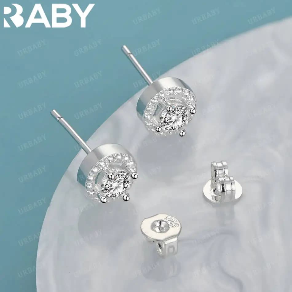 URBABY 925 boucles d'oreilles rondes en argent Sterling Zircon pour femmes bijoux de mode fête fianç