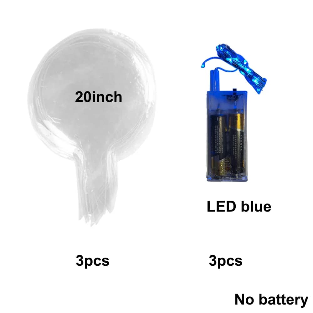 3 ensembles de ballons Bobo lumineux LED bleu, décoration de maison d'anniversaire et de mariage, ch