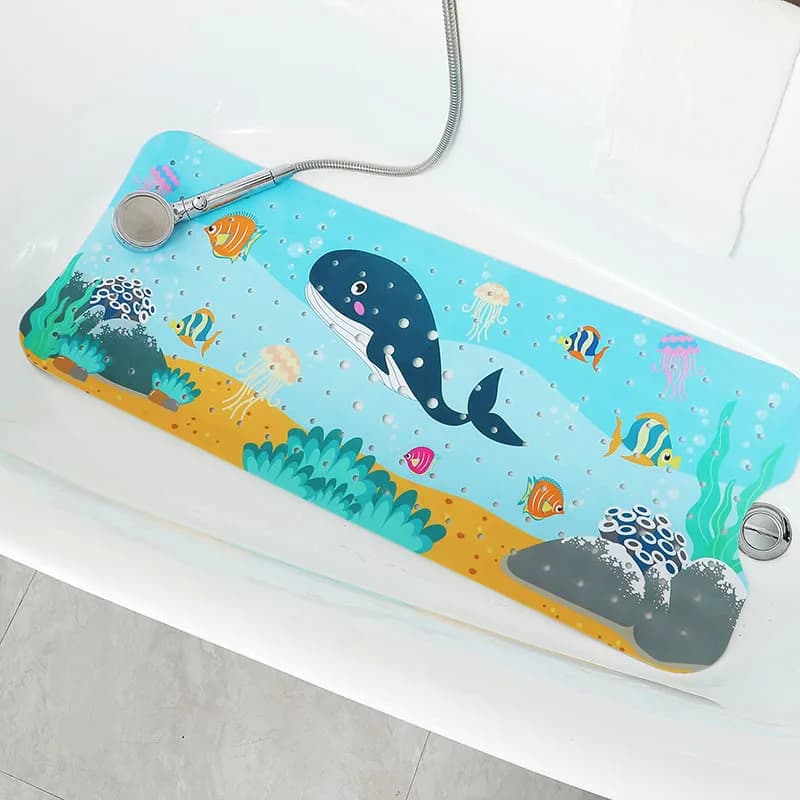 Tapis de bain antidérapant long en forme de bande dessinée, 40x100cm, avec ventouse, pour baignoire 