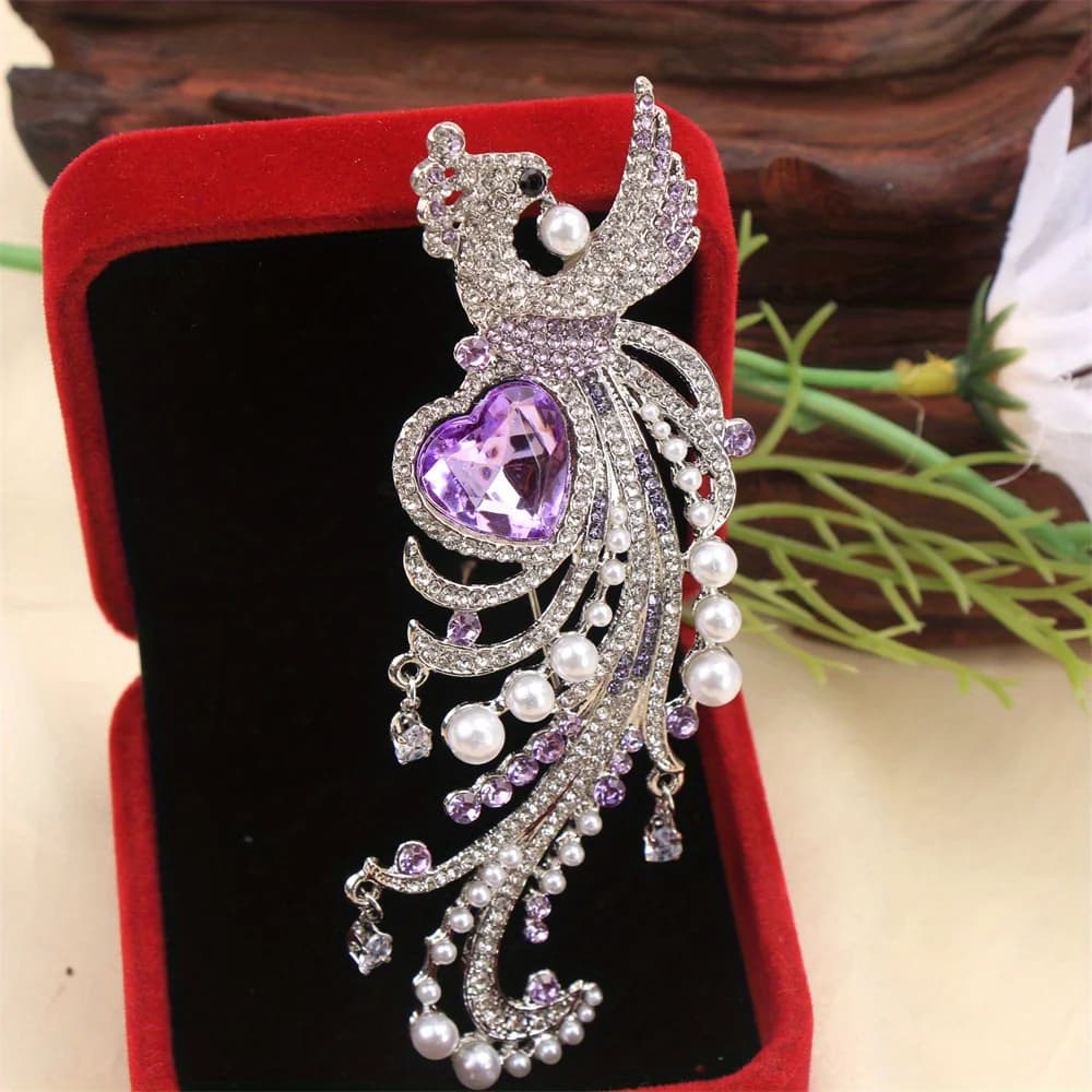 Belle broche de luxe baroque au design de phénix paon pour hommes et femmes, épingles d'accessoires