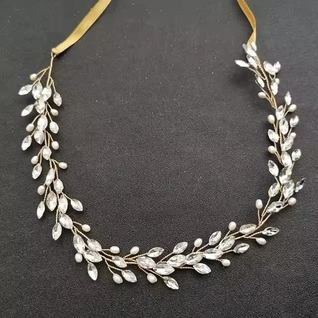 SLBRIDAL – bandeau de mariée en cristaux faits à la main, perles d'eau douce, feuille de fleur, vign