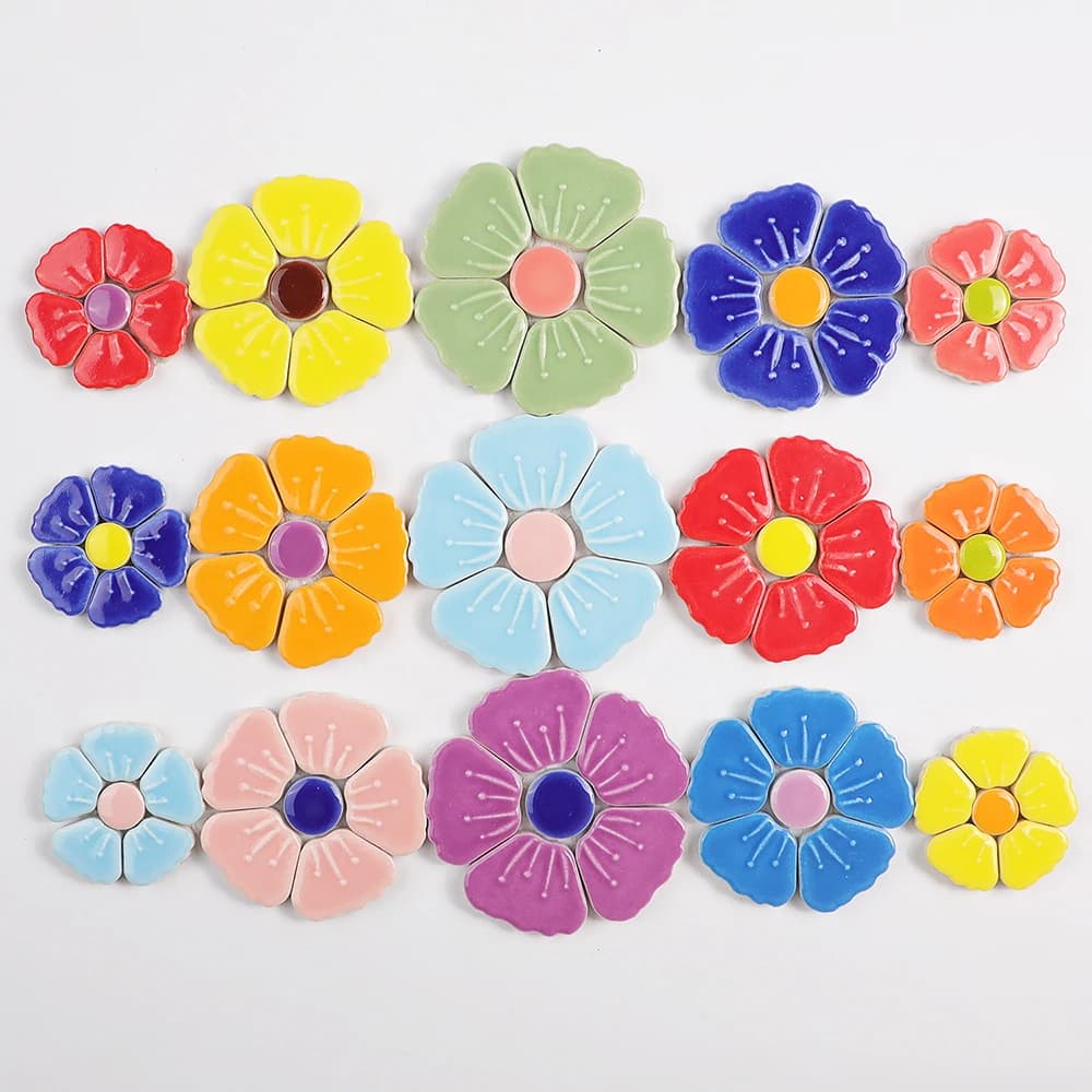 Mosaïque de carreaux en céramique florale, forme de pétales de cerisier, carreaux de bricolage pour
