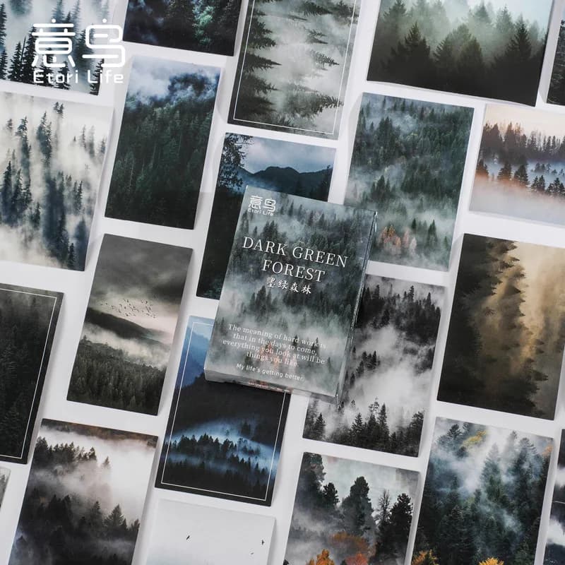 Lot de stickers thème Forêt Vert Foncé pour Journal, Album, Décoration et Loisirs Créatifs