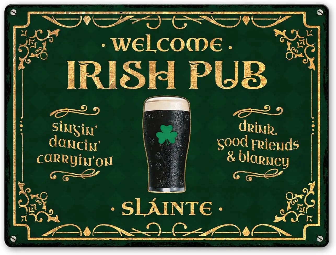 Bambins y Calcular sy St. Patrick's Day Decor, Irish Pub, 18 Metal Sign, 12x16 ", Kitchen Coffee Bar