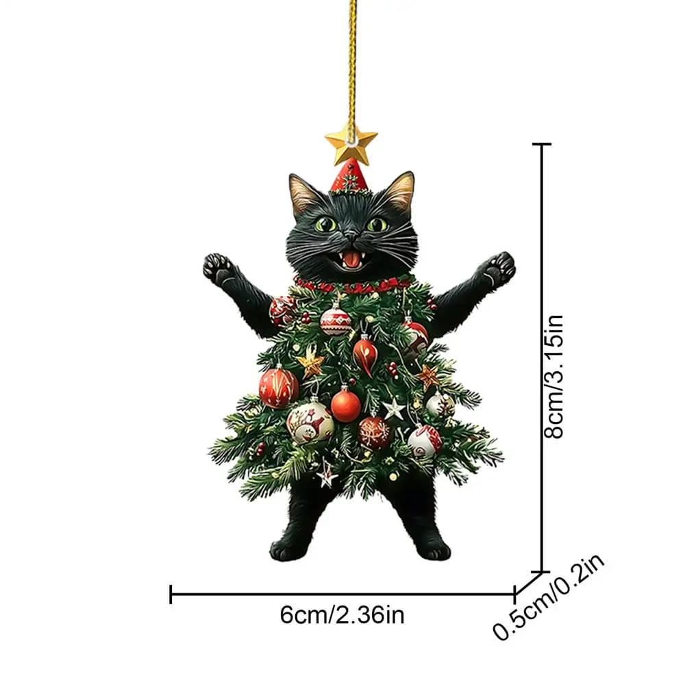 Arbre de noël chat DecorCat, ornements d'arbre de noël 2D plat en acrylique, Costume d'arbre de vaca