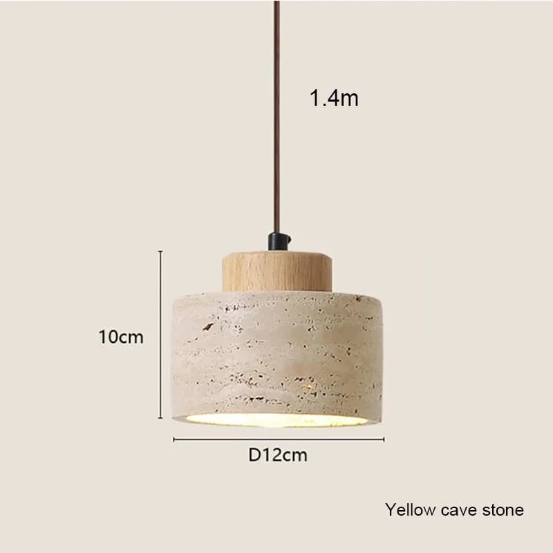 Lustre long style japonais nordique en pierre de grotte jaune naturelle, rétro, pour salle à manger,