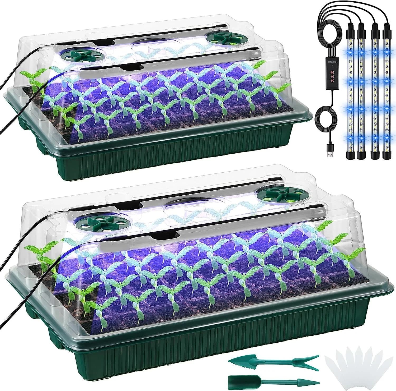 Lot De 2 Plateaux De Démarrage Pour Graines Avec Kit De Germination À Dôme Élevé – 80 Cellules, 4 La