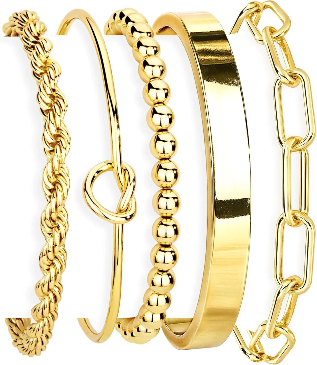 Ensemble de bracelets en argent sterling plaqué or 14 carats, imperméables, anti-ternissement, empil
