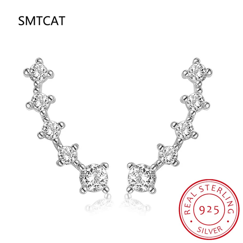 Boucles d'oreilles en diamant Moissanite couleur D véritable, en argent Sterling 925, avec sourire s