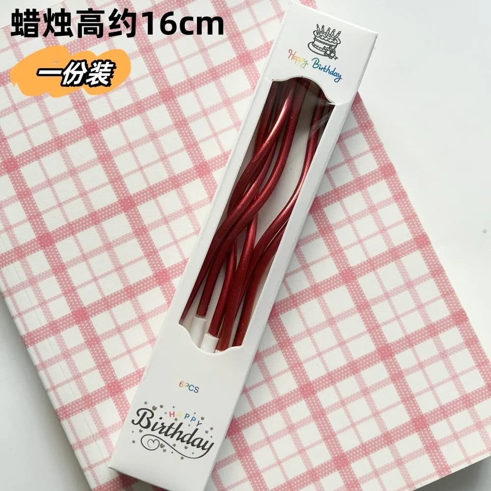 Bougies de gâteau en spirale rouges avec nœud pour mariage, anniversaire, Nouvel An, décorations de 