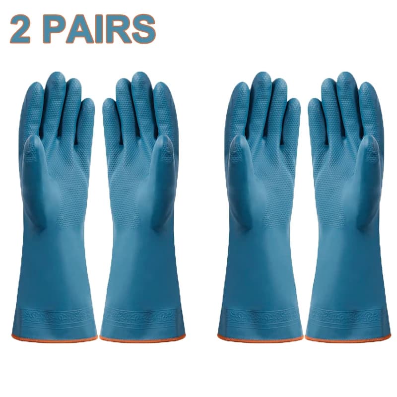 2/4 paires de gants imperméables avec polaire gants de nettoyage épais ménage salle de bain cuisine