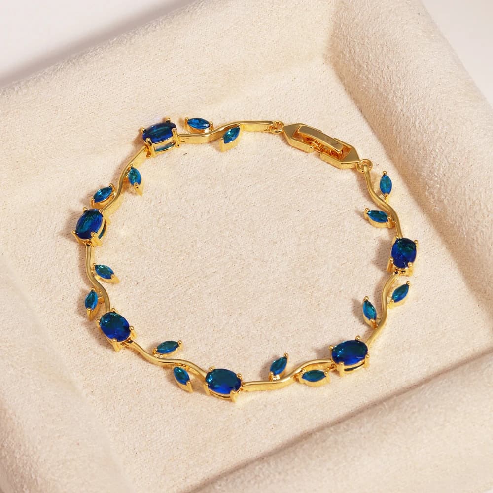 Bracelet de luxe plaqué or pour femme et fille, orné de zircons colorés, de cristaux, de strass et d