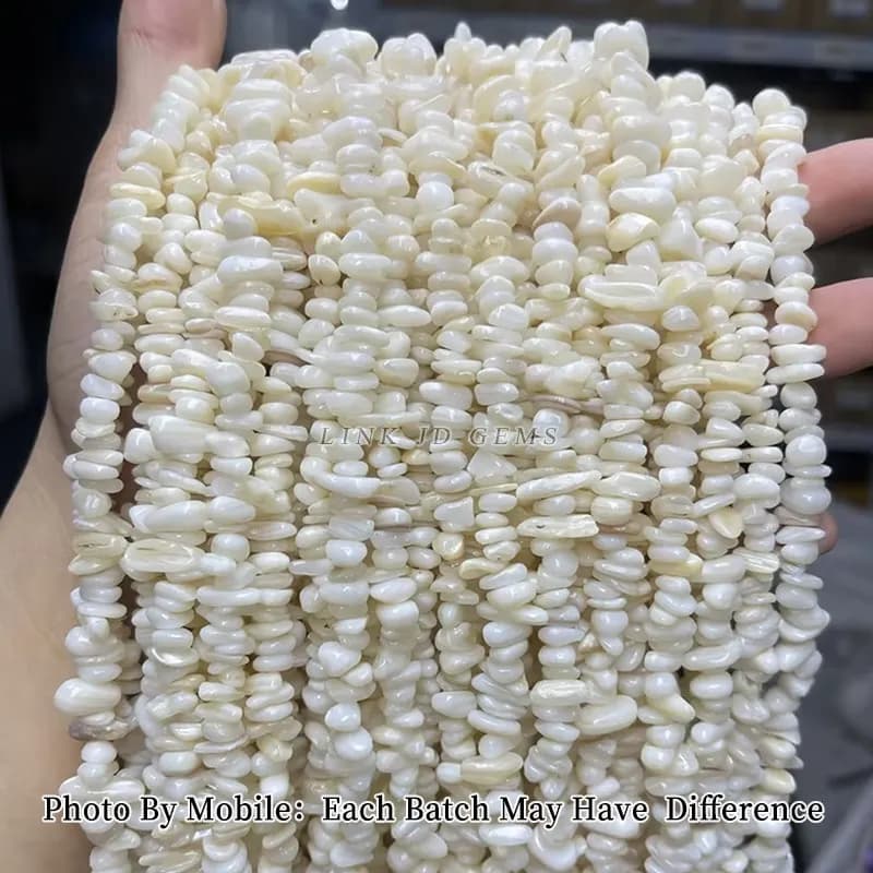 Perles de gravier en coquillage blanc naturel, irrégulières, en écailles de nacre, pour la fabricati
