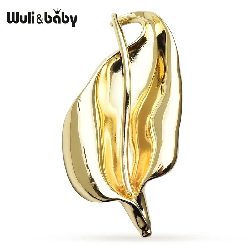 Wuli & baby – broches fleur de lys en acier inoxydable pour femmes, unisexe, 2 couleurs, plantes en 