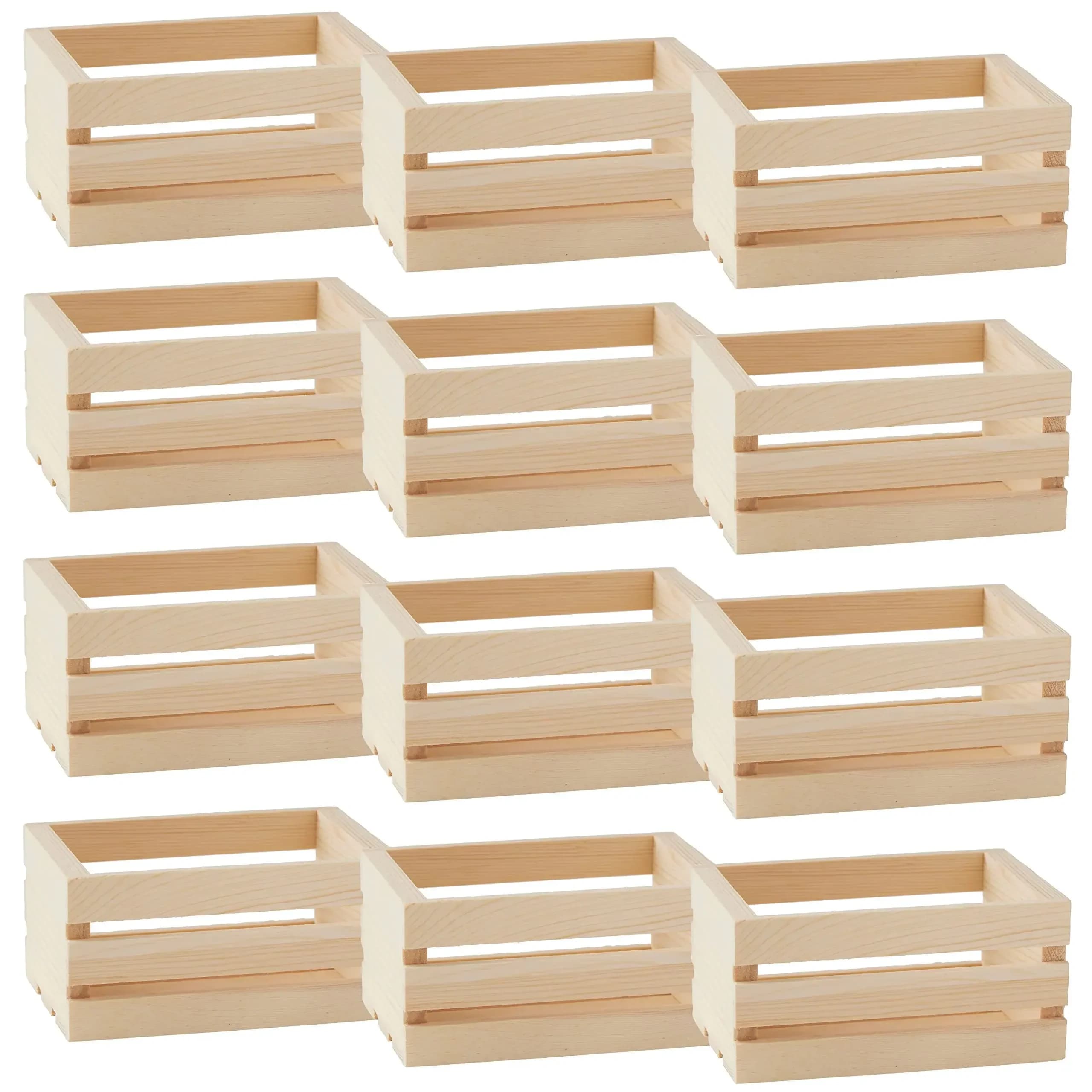 Lot de 12 petites caisses en bois non finies de 12,5x8,8x7 cm pour l'artisanat de la Fête des Mères,