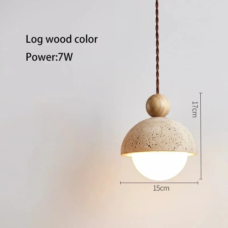 Lampe LED suspendue en pierre de grotte naturelle, luminaire décoratif de chevet en travertin jaune,
