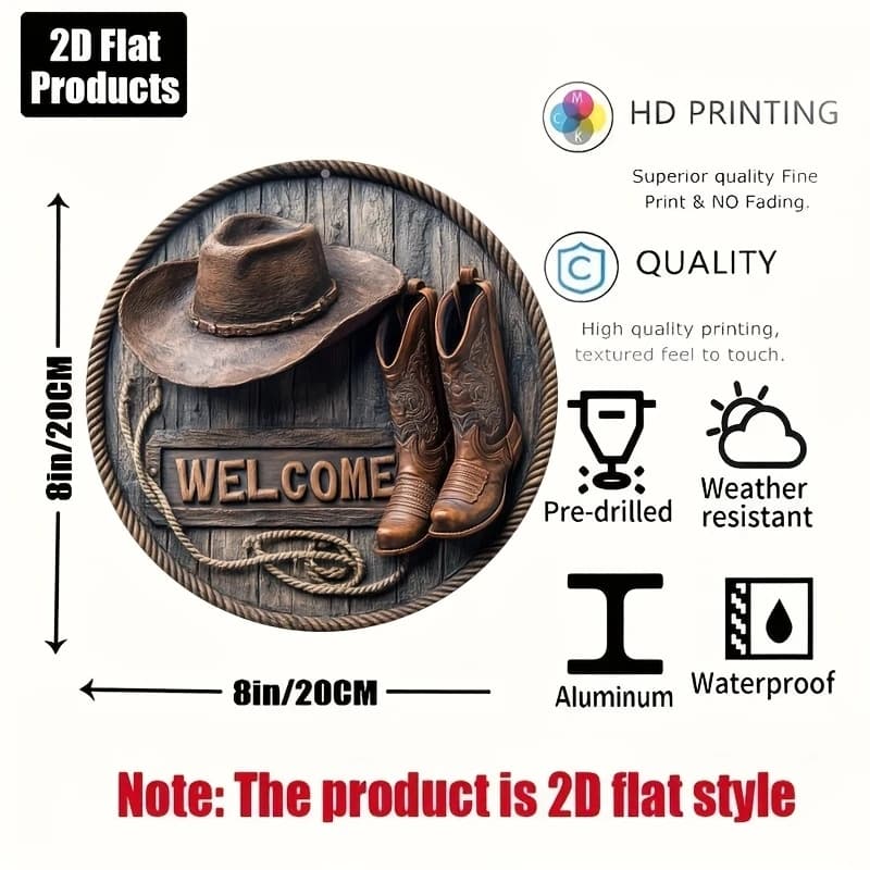 Chapeau à disque en bois 2D, 1 pièce, chaussures, thème de bienvenue, signe d'art mural de 8 pouces 
