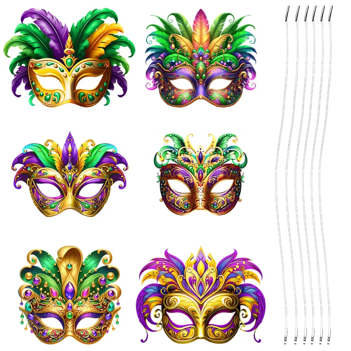 Décorations de fête de carnaval brésilien, 6 pièces, masque de mascarade demi-visage pour fête de ma