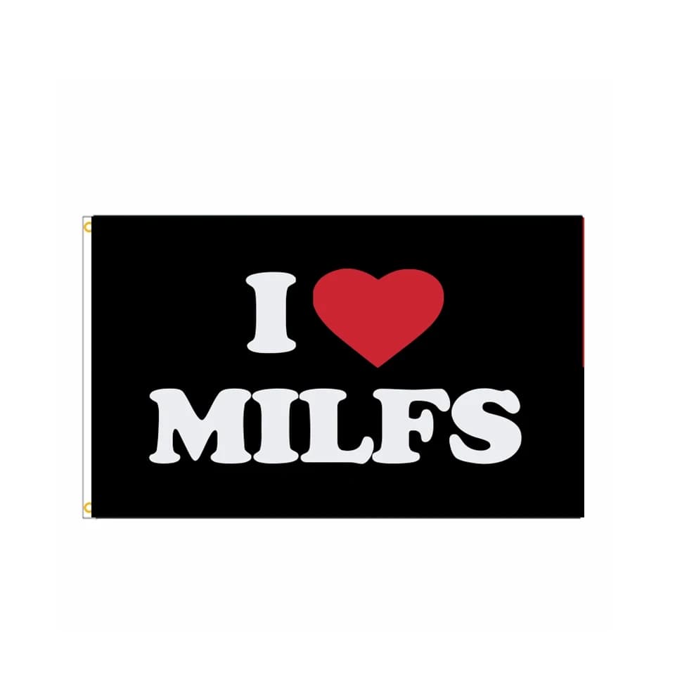 Drapeau d'amoureux du MILF, drapeau d'humour provocateur, bannière murale de comédie 3x5 pieds pour 