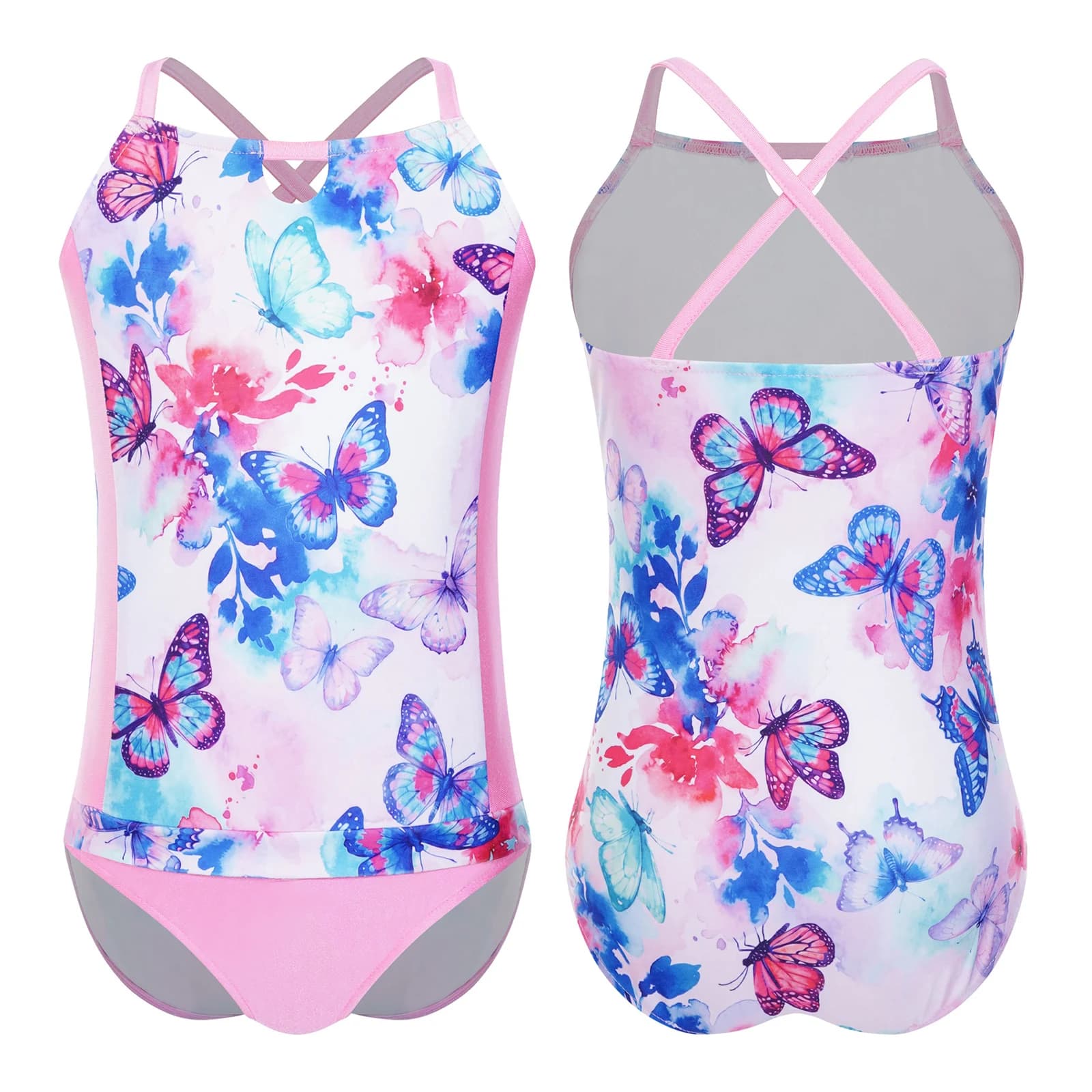 Maillot de bain une pièce adaptatif pour filles, dos croisé, boutons pression sur le devant, taille
