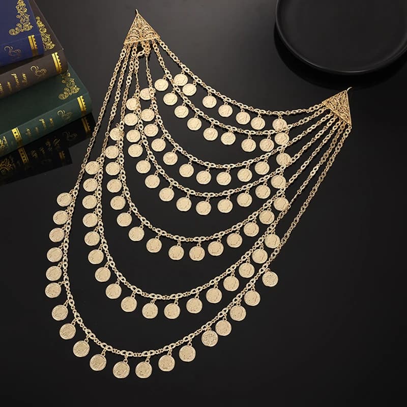 Caftan algérien, bijoux de mariée, multi-chaînes, pièce de monnaie entièrement faite à la main, gran
