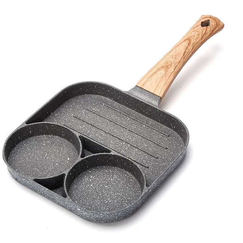 LMETJMA poêle à œufs à crêpes 4 tasses poêle à œufs pochés pour petit déjeuner revêtement divisé ave